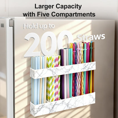 9.5” Large Acrylic Straw Holder for Cabinet Door, Reusable Adjustable Two-Part Straws Organizer with Ultra Sticky Adhesive Strips, 2026 Straw Storage for Kitchen Cupboard (Transparent)