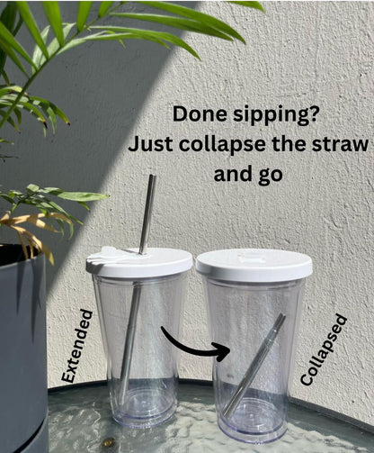 Reusable Iced Coffee Cup 16 Oz, Leakproof Iced Coffee Tumbler, Clear Plastic Tumbler with Lid and Straw, Double Wall Insulated, BPA-Free, No Sweat, for Hot and Cold Drinks