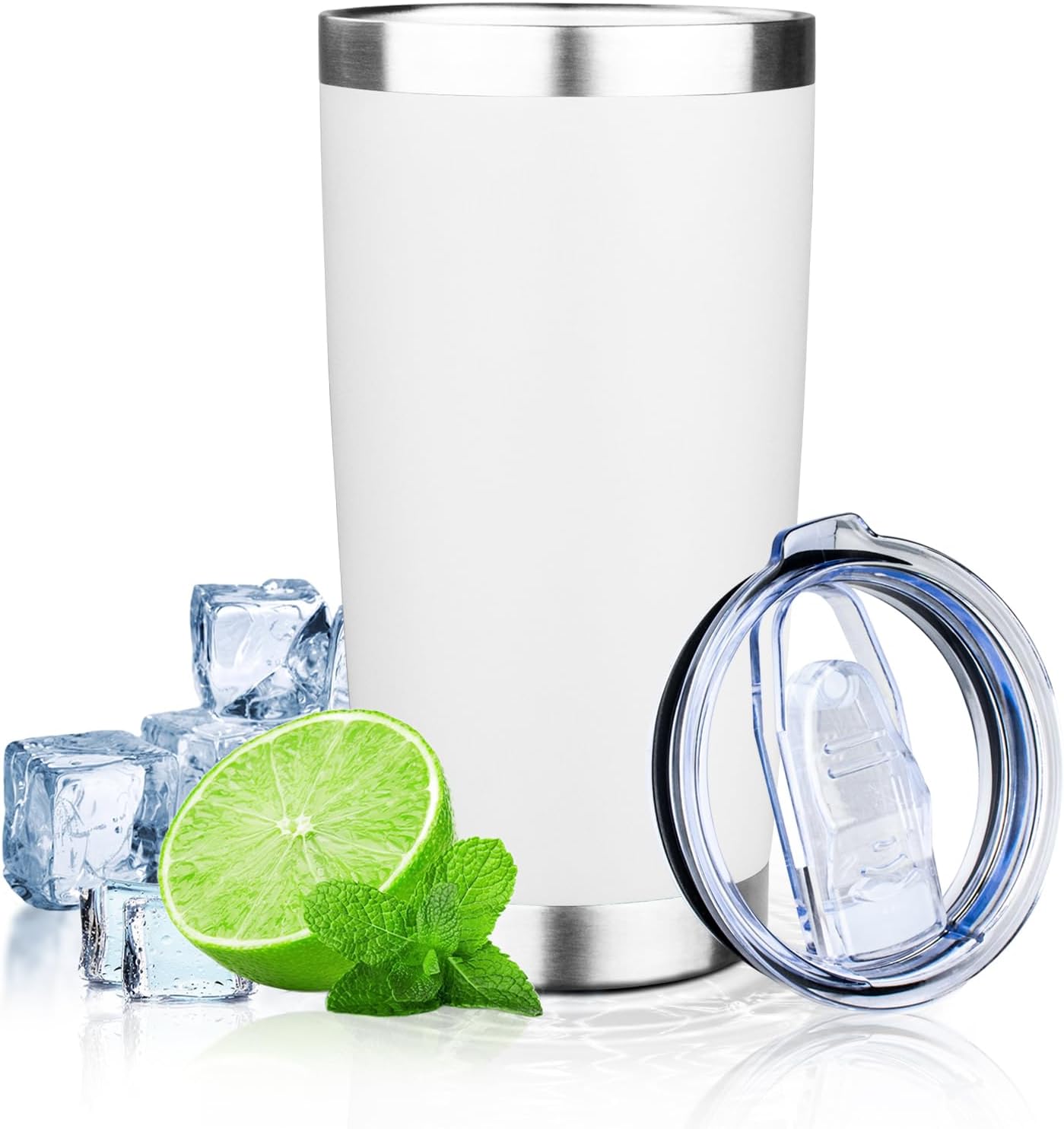 20oz Tumbler with Lid Double Wall Vacuum Insulated Travel Coffee Mug Stainless Steel Thermal Cup Powder Coated Sturdy Coffee Tumbler for Hot and Cold Beverage (Baby blue,1)