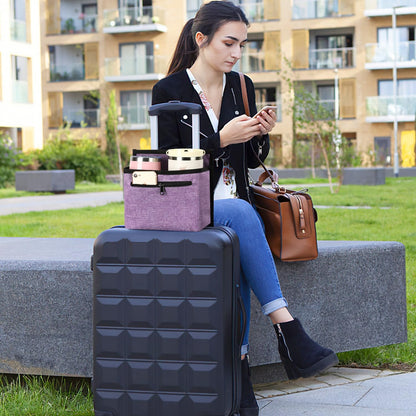 ZHCHG Luggage Travel Cup Holder Attachment for Suitcase Drink Carrier Caddy, Coffee Mug and Tumblers, Traveler Carry on Hands Free Accessory- Gifts for Flight Attendants Travelers Accessories- Black