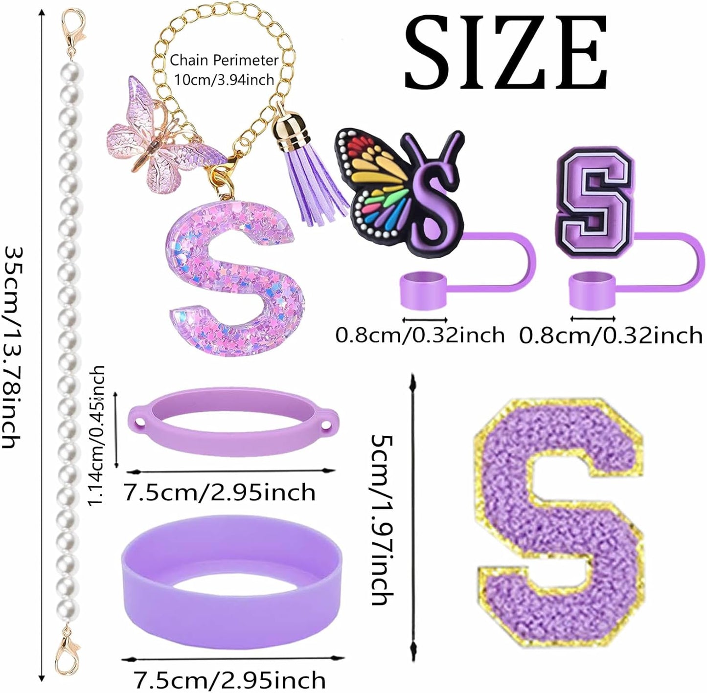 7pcs Cup Accessories for Stanley 30/40oz Tumbler, Handle Strap, Straw Cover, Silicone Boot, Letter Charm Stickers