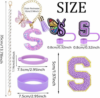 7pcs Cup Accessories for Stanley 30/40oz Tumbler, Handle Strap, Straw Cover, Silicone Boot, Letter Charm Stickers