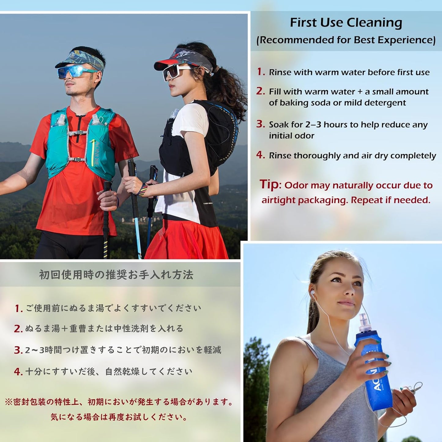 TRIWONDER Handheld Water Bottle for Running, Quick Grip Chill 17 oz Handheld Soft Water Bottle with Hand Strap Hydration Pack, BPA Sport Soft Flask (Blue)