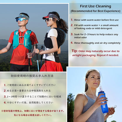 TRIWONDER Handheld Water Bottle for Running, Quick Grip Chill 17 oz Handheld Soft Water Bottle with Hand Strap Hydration Pack, BPA Sport Soft Flask (Blue)