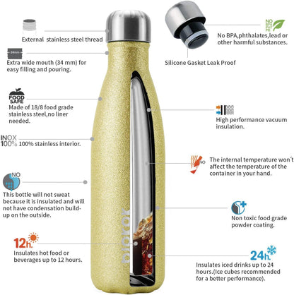 BJPKPK Insulated Water Bottle 12oz Small Stainless Steel Water Bottles Reusable Metal Thermal Keep Cold and Hot,Dreamy Purple - Colors A