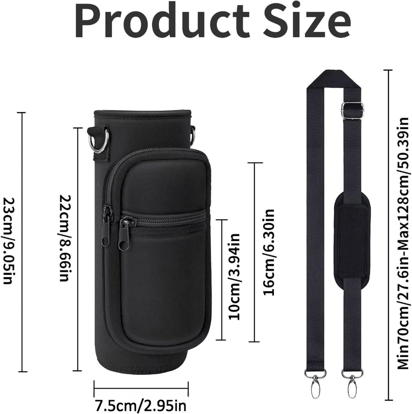 Water Bottle Holder with Strap, Insulated Crossbody Sling Bag, Carrier with Phone Pocket for Walking Hiking Camping Fishing