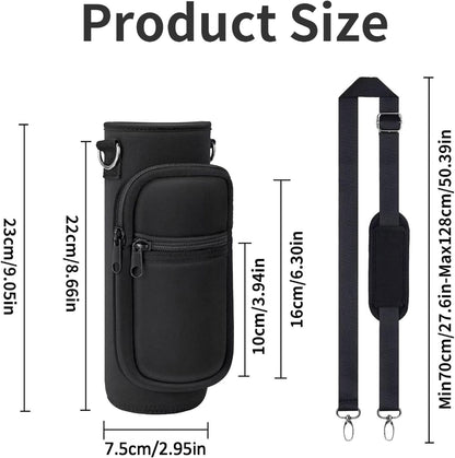 Water Bottle Holder with Strap, Insulated Crossbody Sling Bag, Carrier with Phone Pocket for Walking Hiking Camping Fishing