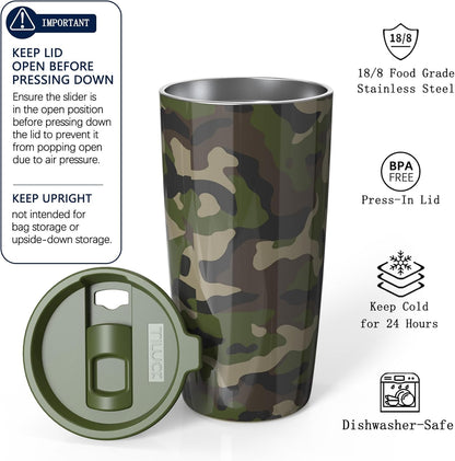 TILUCK 20 oz Insulated Tumbler with BPA-Free Lid, Stainless Steel Vacuum Travel Coffee Mug, Double Wall Coffee Tumbler（20oz，Matte DarkBlue）