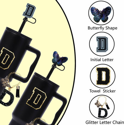 7pcs Cup Accessories for Stanley 30/40oz Tumbler, Handle Strap, Straw Cover, Silicone Boot, Letter Charm Stickers