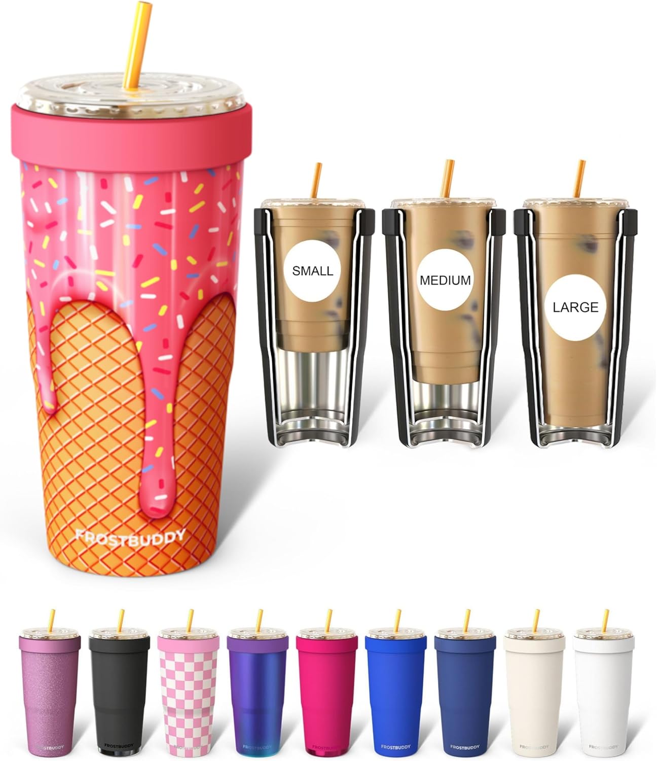 Frost Buddy Togo Buddy | 30 oz Stainless Steel Vacuum Insulated Tumbler | To Go Coffee Cup – Iced Coffee Cups, Iced Coffee Sleeve, Travel Mug, Thermal Cup for Hot & Cold Drinks, Dunkin Cup (Pencil) - Colors B