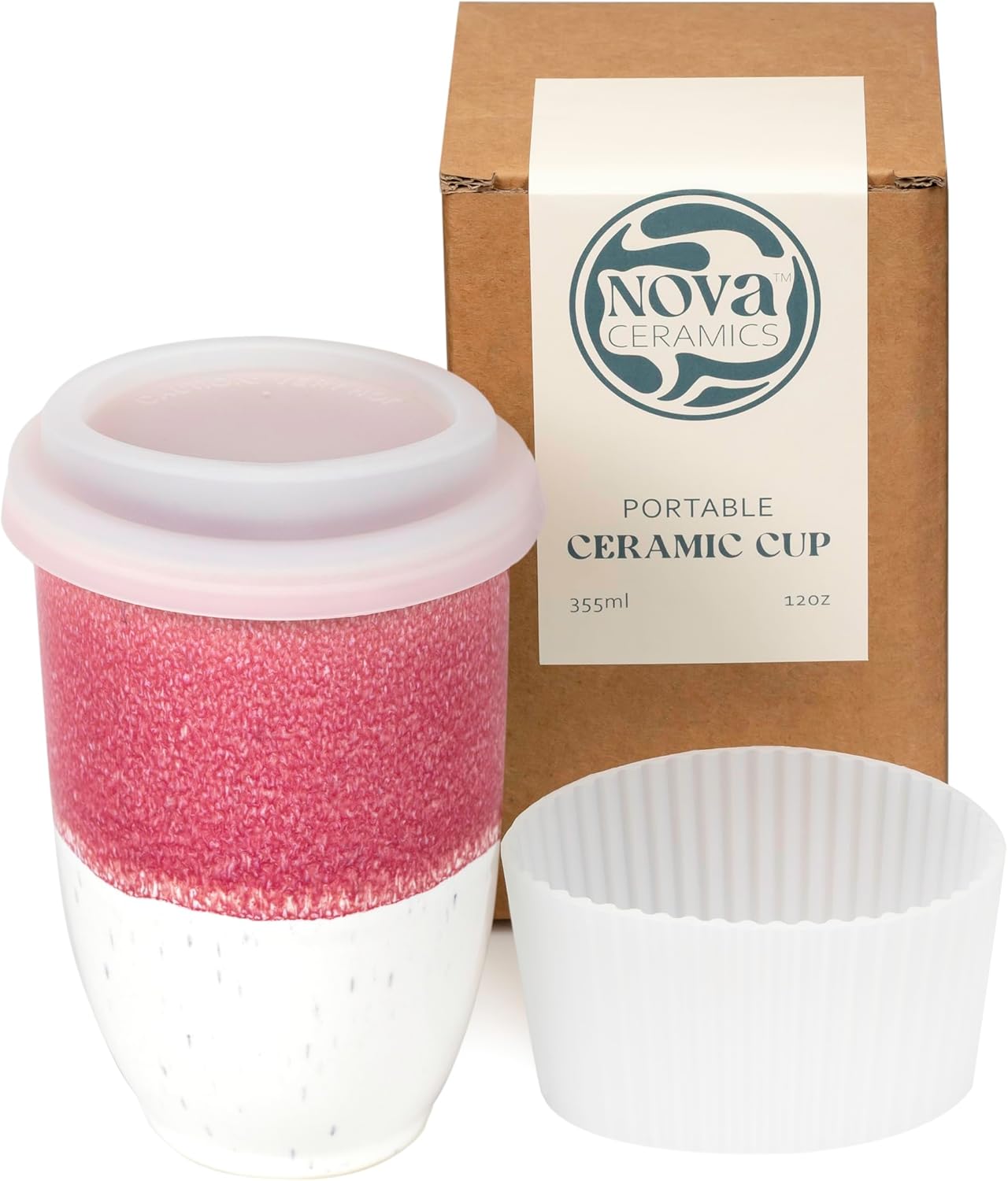 NOVA CERAMICS Coffee Tumbler – Travel Mug - On the Go Coffee Mug – Microwave & Dishwasher Safe Green Coffee Tumbler - Gifts For Women Men Him Her – 16oz – Monsoon