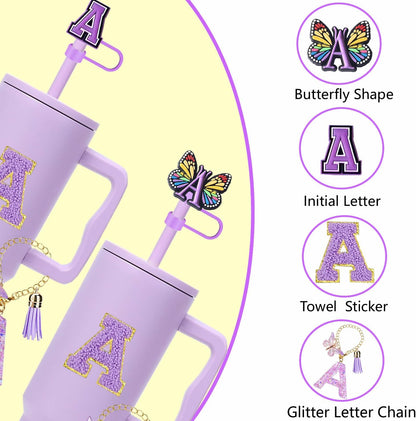 7pcs Cup Accessories for Stanley 30/40oz Tumbler, Handle Strap, Straw Cover, Silicone Boot, Letter Charm Stickers