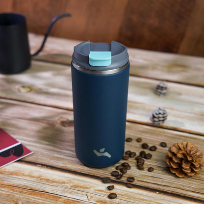 Konokyo Tumbler with Lid, 16 oz Travel Coffee Mug Double Wall Vacuum Stainless Steel Thermal Metal Cup Insulated Water Bottle,Navy Blue