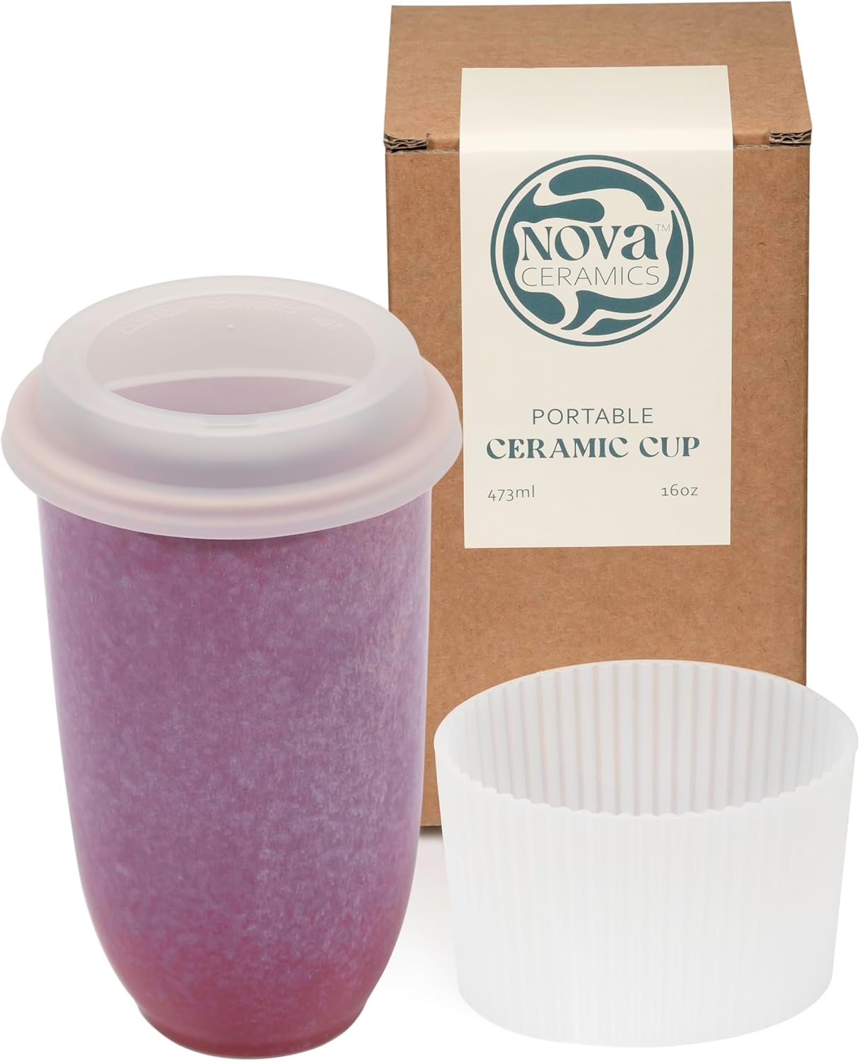 NOVA CERAMICS Coffee Tumbler – Travel Mug - On the Go Coffee Mug – Microwave & Dishwasher Safe Green Coffee Tumbler - Gifts For Women Men Him Her – 16oz – Monsoon