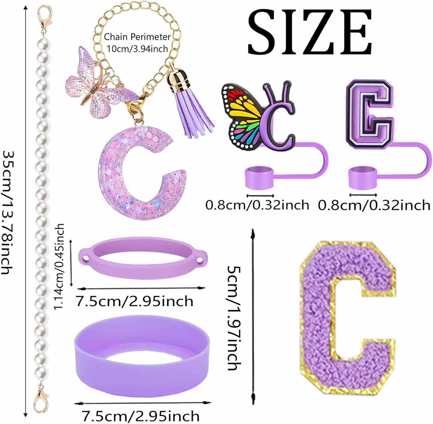 7pcs Cup Accessories for Stanley 30/40oz Tumbler, Handle Strap, Straw Cover, Silicone Boot, Letter Charm Stickers
