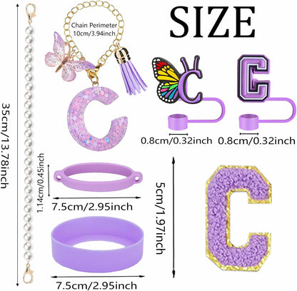 7pcs Cup Accessories for Stanley 30/40oz Tumbler, Handle Strap, Straw Cover, Silicone Boot, Letter Charm Stickers