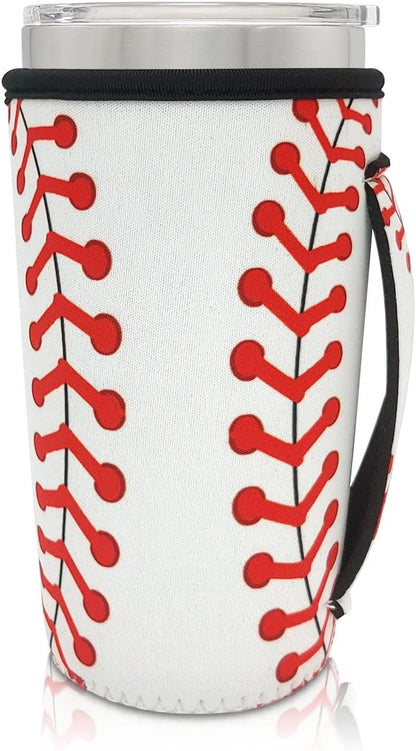 Reusable Iced Coffee Cup Sleeve Neoprene Insulated Sleeves Cup Holder with handle Idea for 30oz - 32oz Tumbler Cups, Protein Shake Bottles(Only Cup Sleeves), Black - Colors B
