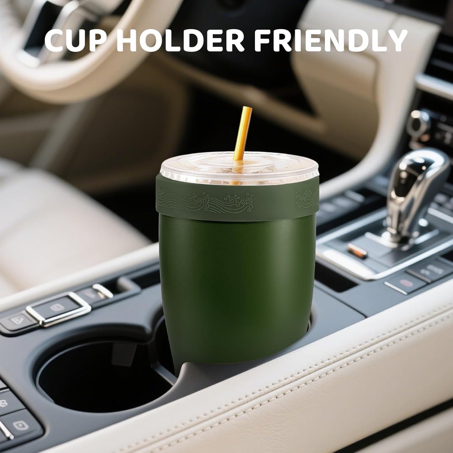 Universal Iced Coffee Sleeve,32oz Double Wall Stainless Steel Insulator Fits 16-32oz Starbucks/Dunkin/McDonalds Cups,Reusable Iced Coffee Cup Holder,Leak-Proof Tumbler for Hot,Cold Drink