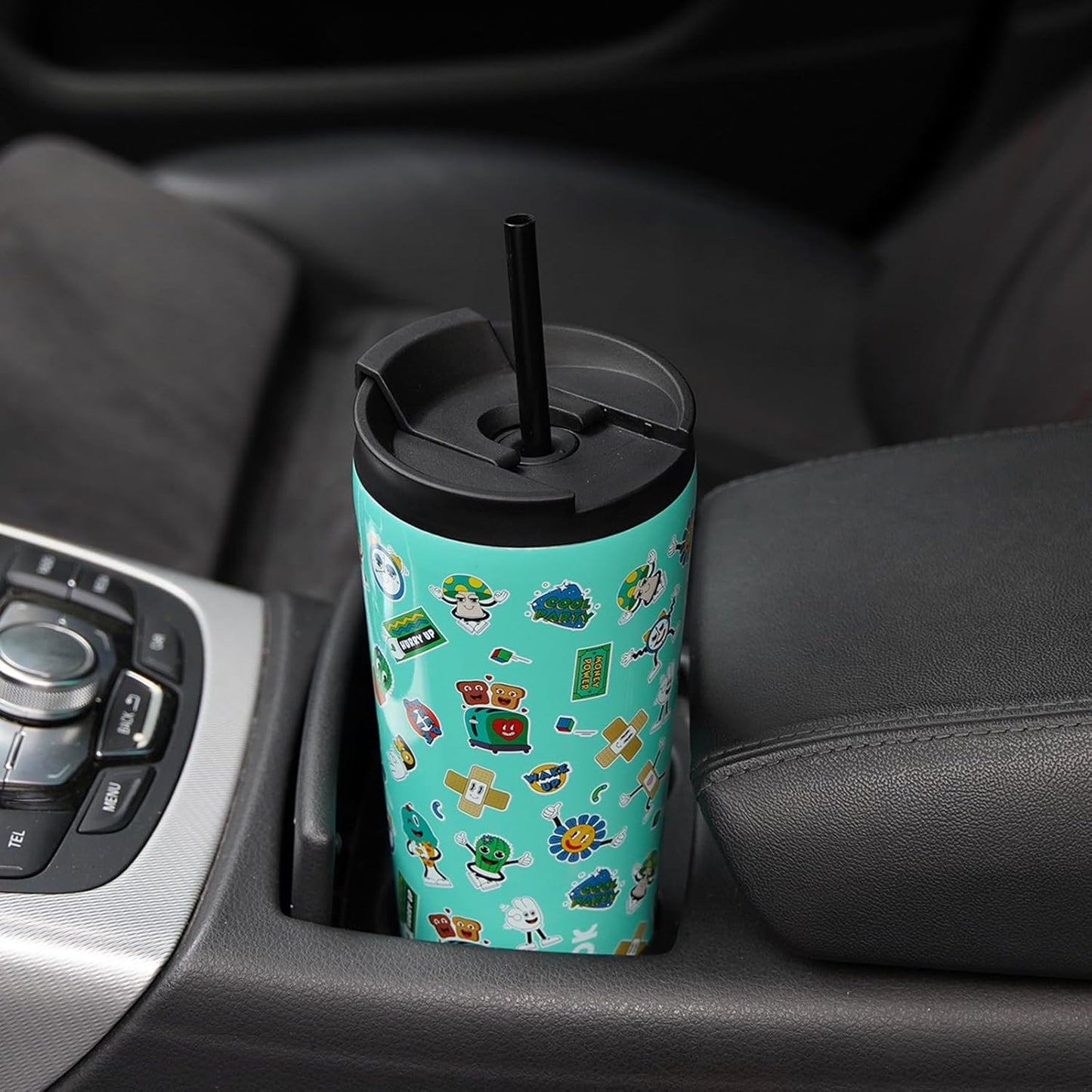 BJPKPK 22oz Insulated Tumbler With lid And Straw Stainless Steel Tumblers Travel Coffee Mug Reusable Thermal Cup,Sky
