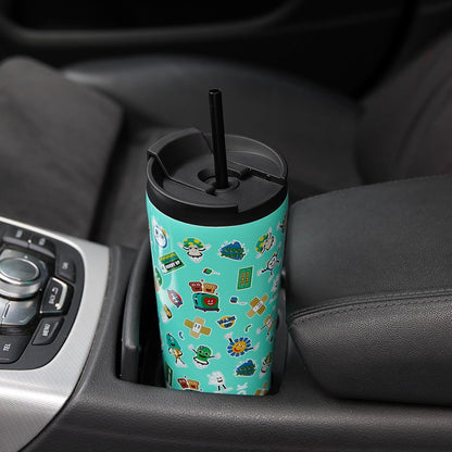 BJPKPK 22oz Insulated Tumbler With lid And Straw Stainless Steel Tumblers Travel Coffee Mug Reusable Thermal Cup,Sky