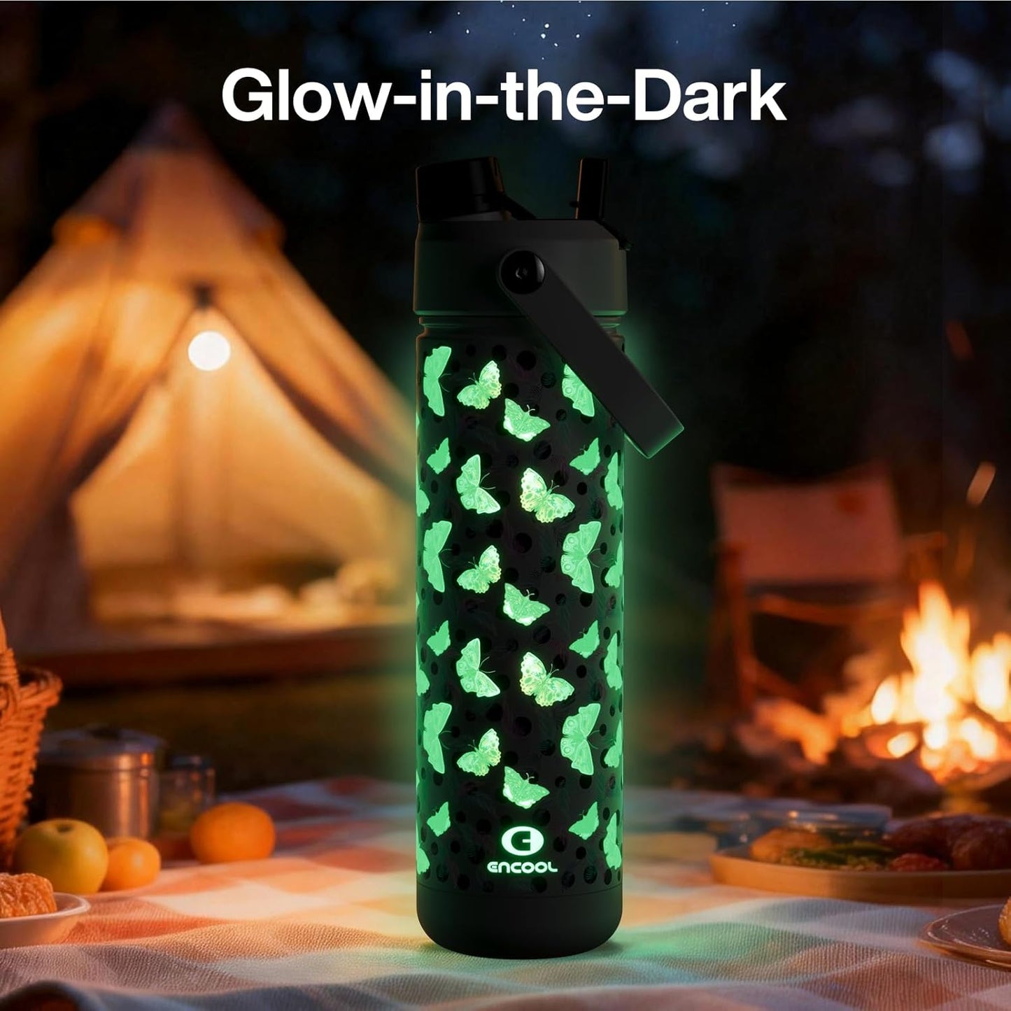 ENCOOL Insulated Water Bottle with Straw Stainless Steel Water Bottle, Leak-Proof, BPA-Free, Double Wall Vacuum Keeps Cold for 24 Hours for Sports, Travel, School (26 oz, Cotton Candy) - Colors C