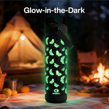 ENCOOL Insulated Water Bottle with Straw Stainless Steel Water Bottle, Leak-Proof, BPA-Free, Double Wall Vacuum Keeps Cold for 24 Hours for Sports, Travel, School (26 oz, Cotton Candy) - Colors C