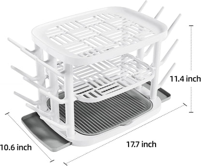 Baby Bottle Drying Rack,3-Tier Large Capacity Countertop Organizer with 360° Ventilation, Removable Drip Tray, Non-Slip Base – Easy to Clean Bottle Holder for Baby Accessories
