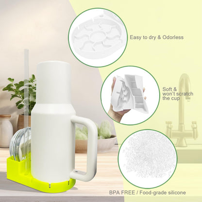WORBSS Silicone Drying Rack for Stanley Cup 20 30 40oz Tumbler & Hydro Flask & Simple Modern Trek, Drain Rack Accessories for Water Bottles Tumblers Cups Mugs Glasses ,or Straw and Cup Lid