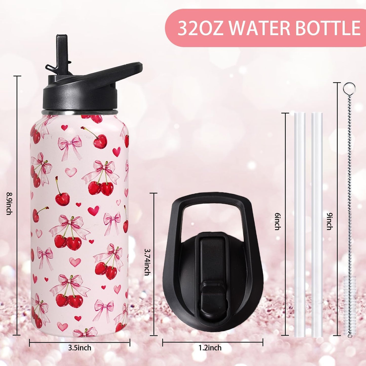 32 oz Pickleball Insulated Water Bottle with Straw - Pickleball Gym Hiking Sports Coffee Mug | Perfect Pickleball Gifts for Women, Pickleball Decor Accessories
