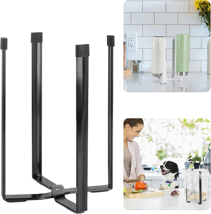 Kitchen Countertop Drying Rack for Bottles, Cups and Plastic Bags - Multifunctional Holder with Shelf and Trash Bag, White