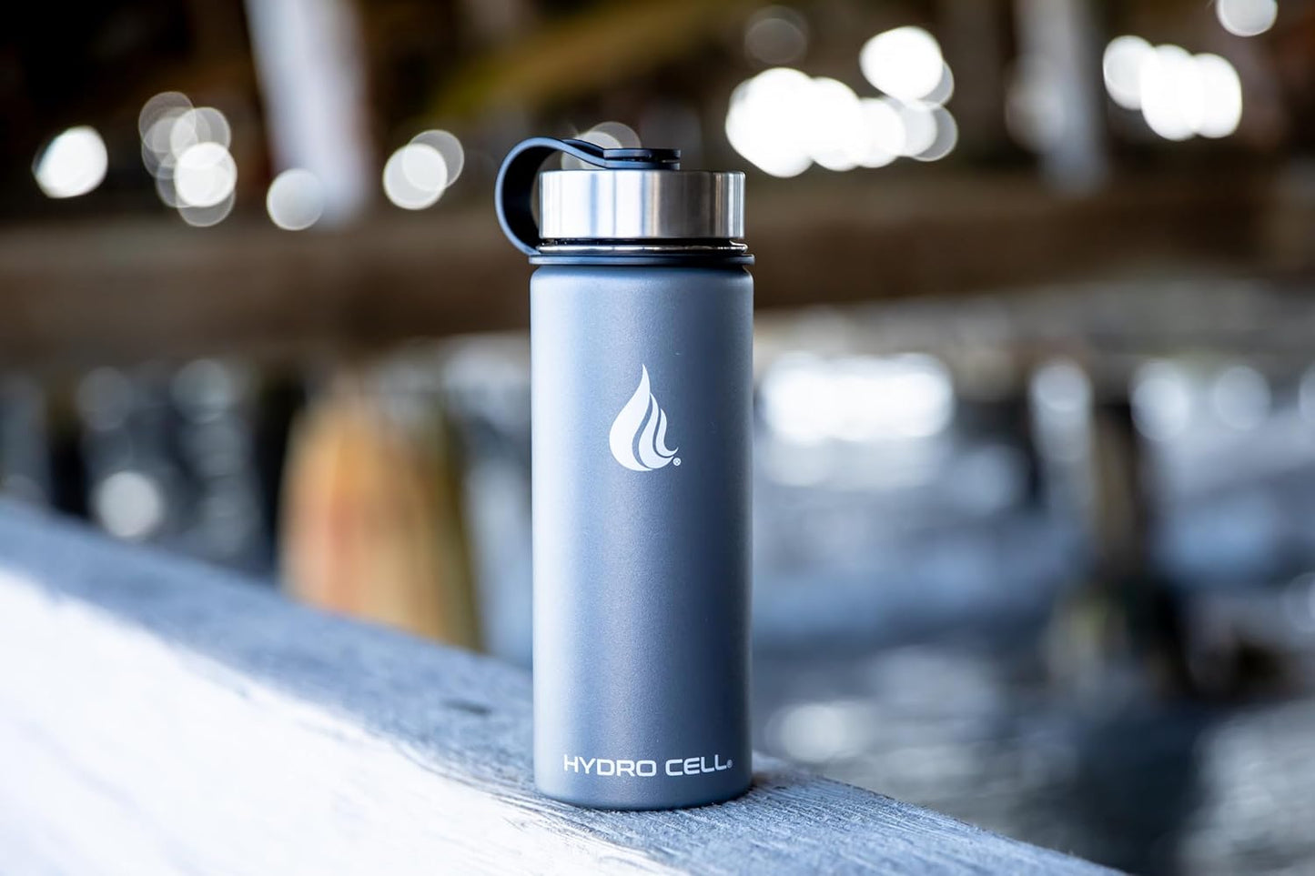 HYDRO CELL Stainless Steel Insulated Water Bottle with Straw - For Cold & Hot Drinks - Metal Vacuum Flask with Screw Cap and Modern Leakproof Sport Thermos for Adults (Neon 18oz)