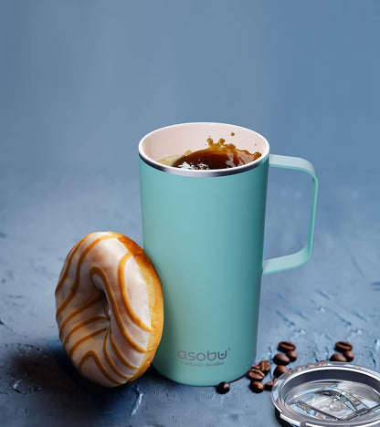 asobu Ultimate Ceramic Travel Mug, 12oz Insulated Stainless Steel Coffee Cup with Handle & Splash-Resistant Lid, Ceramic Lined for Pure Taste, BPA-Free, Double-Wall Vacuum for Hot Drinks