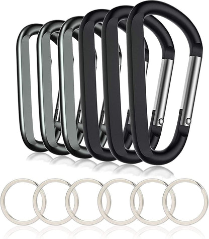 CampTek Carabiner Caribeaner Clip,3" Large Aluminum D Ring Shape Carabeaner with Keyring Keychain Hook