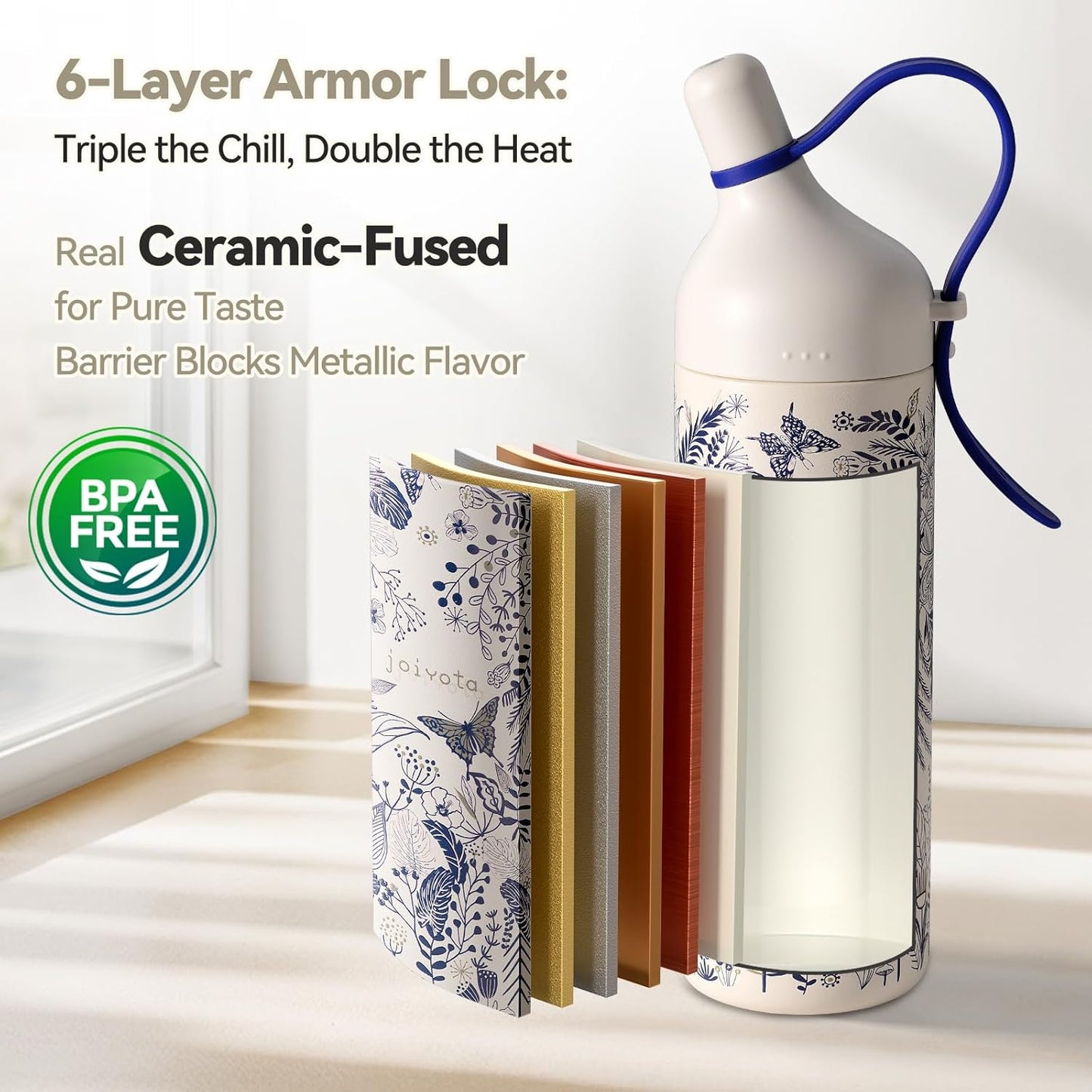 20oz Artic Ceramic Lined Coffee Tumbler, 3D Floral Print Design, Insulated Stainless Steel Travel Mug with Lid and Straw, BPA-Free Leak-Proof for Hot & Iced Coffee Tea, Unique Gifts for Women