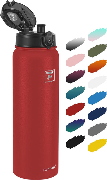 Fanhaw 20 oz Insulated Stainless Steel Water Bottle with Anti-Dust Chug Lid, Leakproof Vacuum Metal Everyday Use Bottle for Kids, Teens & Adults, Back to School Essentials (Green Blue)