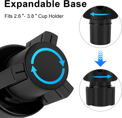 Car Cup Holder Expander, Large Cup Holder Extender for Car with Adjustable Base, Water Bottle Holder Adapter Fits Yeti, Hydro Flask 24/32oz, Big Water Bottles in 3"-3.9", Black