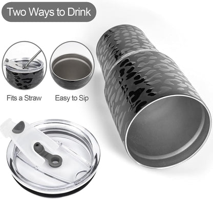 D·S 30oz Blue Tumbler Stainless Steel Double Wall Vacuum Insulated Mug with Straw and Lid, Cleaning Brush for Cold and Hot Beverages