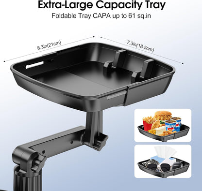 Car Cup Holder Tray, Cup Holder Expander 20.5" Height Adjustable Arm Car Food Tray Table for Eating with Phone Holder Road Trip Essential fit Most Bottles