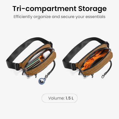 tomtoc 3.5L Sling Bag with RFID Blocking, Crossbody Bag Chest Shoulder Pack for Men and Women, Water-resistant Lightweight Casual Waist Fanny Pack for Travel/Daily Use