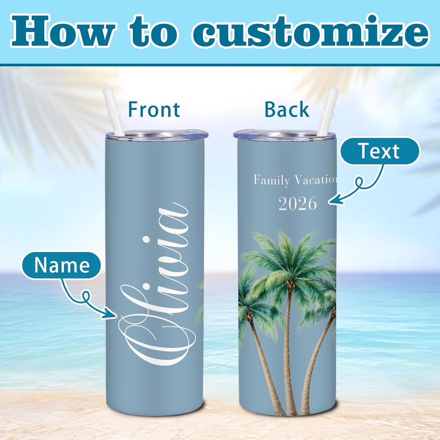 Girl Trip Gifts for Women, Personalized Girls Trip Tumblers with Name Text, Custom Beach Tumbler, Road Trips Vacation Cruise Cup with Lid and Straw, Bachelorette Party Girl Weekend Gift For Friend