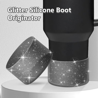 WUQID Protective Bling Silicone Boot Sleeve, Compatible with Stanley Tumbler 20-40oz & Hydro Flask Bottle 12oz-24oz, Glitter Reduces Dents Sleeve Cover for More Bottles/Tumblers Bottom of 2.83-2.95in