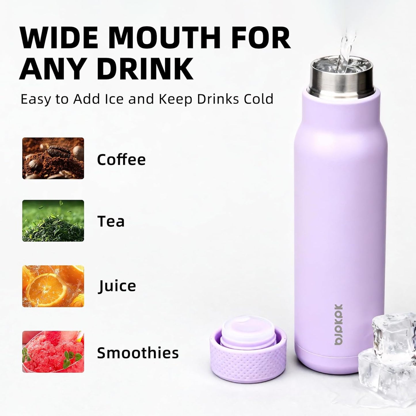 BJPKPK Stainless Steel Water Bottle,21oz insulated Reusable Bottle,Leakproof Metal Thermal Flask Double Wall,Keep Drinks Cold and Hot,Mint Green