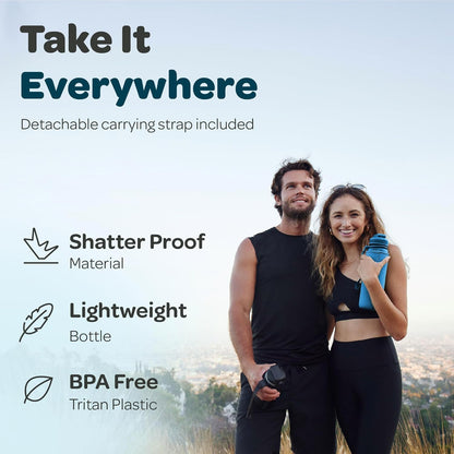 Hydracy Water Bottle with Time Marker -Large BPA Free Water Bottle & No Sweat Sleeve -Leak Proof Gym Bottle with Times to Drink - Ideal for Fitness Sports & Outdoors