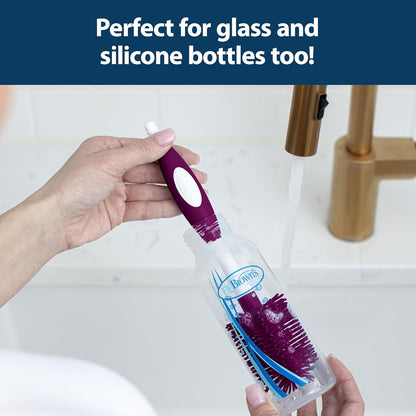 Dr. Brown's Soft Touch No Scratch Baby Bottle Cleaning Brush Nipple Cleaner with Stand and Storage Clip, BPA Free, Blue 1-Pack