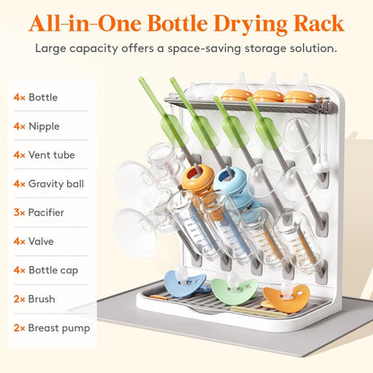 Lifewit Large Baby Bottle Drying Rack 15 Hooks, Newborn Essentials Must Haves, Bottle Storage Organizer for Countertop, Cabinet, Rack Dryer Holder for Pacifiers, Pump Parts, Baby Stuff