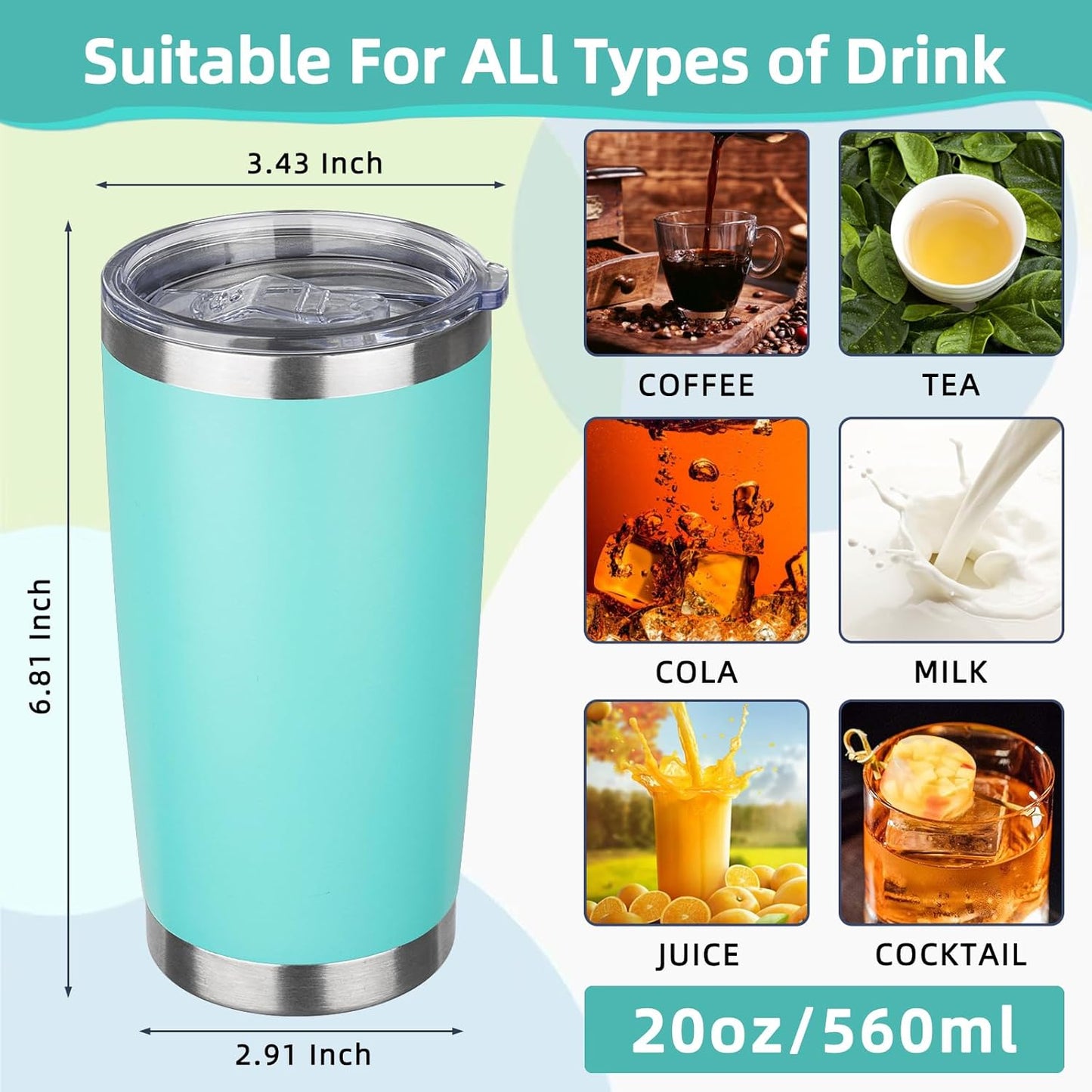 20oz Tumbler with Lid Stainless Steel Insulated Tumblers Travel Coffee Tumbler Bulk Double Wall Vacuum Insulated Water Cup Gifts for Christmas Women Men Her Him Home Office(Navy Blue, 1pack)