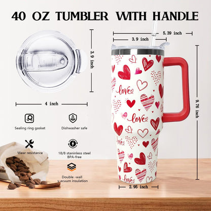 Ceovfoi 40 oz Pickleball Coffee Mug Vacuum Insulated Travel Tumbler with Handle, Lid & Straw - Perfect Pickleball Gifts for Players, Coaches, Lovers | Pickleball Accessories