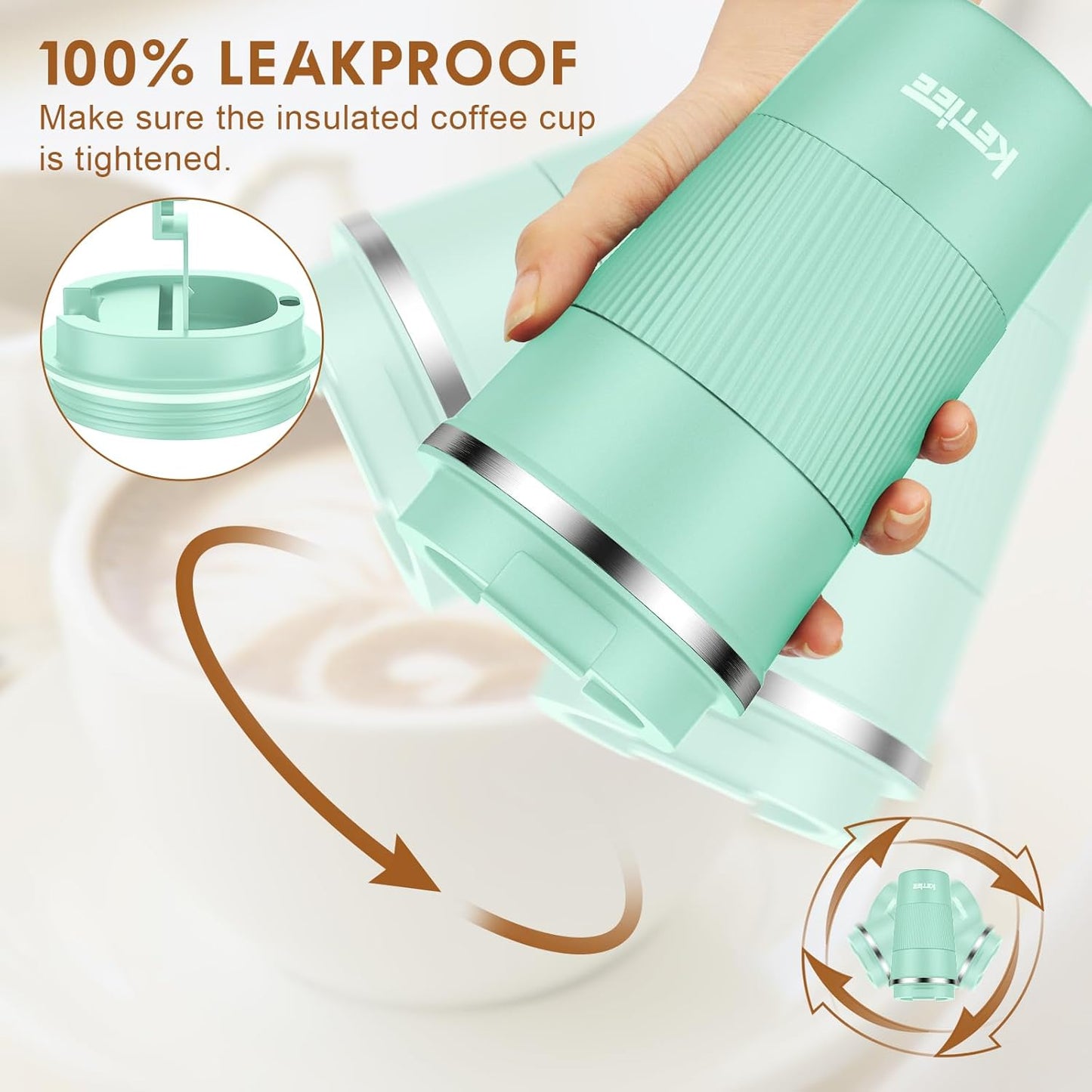 KETIEE Travel Coffee Mug Spill Proof 12oz, Insulated Travel Mug to Go, Reusable Coffee Cup with Seal Lid, Vacuum Stainless Steel Tumbler for Hot/Cold Drinks (Red)