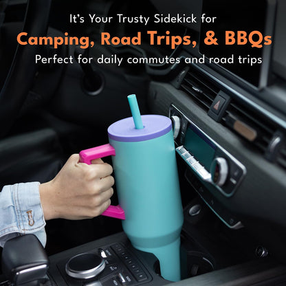 Elemental 32 oz 100% Leak Proof Tumbler with Handle & Straw - Stainless Steel Double Wall Insulated Tumbler for Hot and Cold Beverages - Travel Coffee Mug with Sip & Straw Lid - White - Colors B