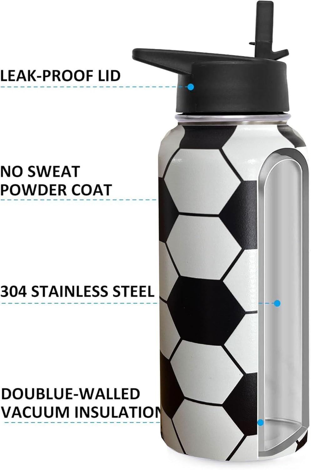 32oz Pickleball Water Bottle Insulated Vacuum Stainless Steel Tumbler Travel Mugs With Straw for Game Sport,Pickleball Accessories